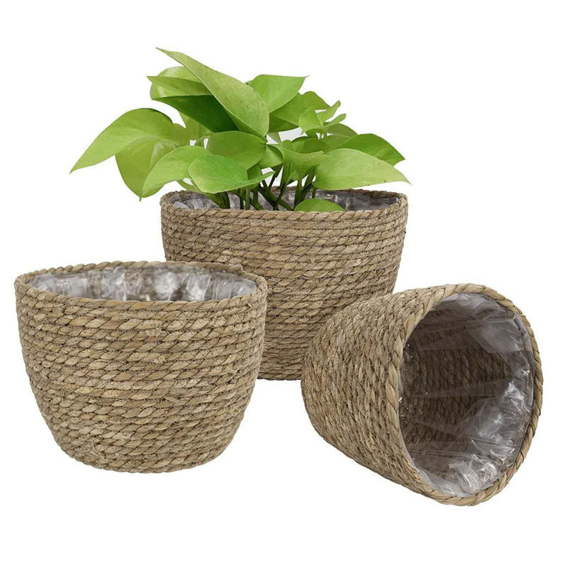 straw pots for plants Straw flower planer basket Seagrass Basket Planters, Flower Pots Cover Storage Basket