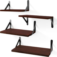 Load image into Gallery viewer, Floating Shelves, Set of 4, Walnut Brown, Multifunctional Wall-Mounted Shelves for Living Room