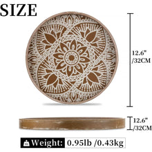 Load image into Gallery viewer, Nature4u Home Farmhouse Round Wood Decorative Tray 12" Whitewash & Vintage brown Nature4uhome