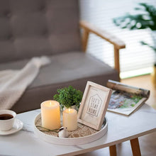 Load image into Gallery viewer, Nature4u Home Farmhouse Round Wood Decorative Tray 12" Whitewash & Vintage brown Nature4uhome