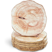 Load image into Gallery viewer, 6 Pack Round Textured Print Wooden Coasters, Rustic Home Decor (3.9 in) Nature4uhome