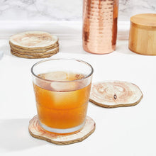 Load image into Gallery viewer, 6 Pack Round Textured Print Wooden Coasters, Rustic Home Decor (3.9 in) Nature4uhome