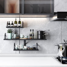 Load image into Gallery viewer, Floating Shelves, Set of 4, Walnut Brown, Multifunctional Wall-Mounted Shelves for Living Room