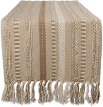Load image into Gallery viewer, Hand Woven boho Stripe Table Runner Collection with Fringe Nature4uhome