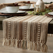 Load image into Gallery viewer, Hand Woven boho Stripe Table Runner Collection with Fringe Nature4uhome