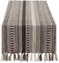 Load image into Gallery viewer, Hand Woven boho Stripe Table Runner Collection with Fringe Nature4uhome