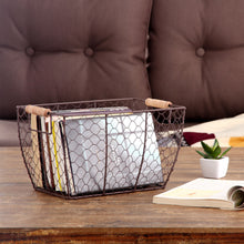 Load image into Gallery viewer, Mainstays Brown Chicken Wire Basket with Wood Handles Nature4uhome