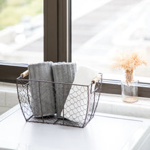 Load image into Gallery viewer, Mainstays Brown Chicken Wire Basket with Wood Handles Nature4uhome