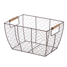 Load image into Gallery viewer, Mainstays Brown Chicken Wire Basket with Wood Handles Nature4uhome