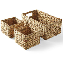 Load image into Gallery viewer, Nature4u Homes & Gardens Woven Natural Water Hyacinth Organizational Basket Set of 3 Nature4uhome