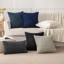 Load image into Gallery viewer, Pack of 2 Corduroy Decorative Throw Pillow Covers Soft Boho Striped Pillow Covers Nature4uhome