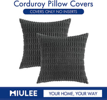 Load image into Gallery viewer, Pack of 2 Corduroy Decorative Throw Pillow Covers Soft Boho Striped Pillow Covers Nature4uhome