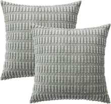 Load image into Gallery viewer, Pack of 2 Corduroy Decorative Throw Pillow Covers Soft Boho Striped Pillow Covers Nature4uhome