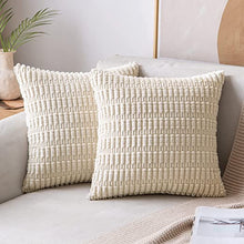 Load image into Gallery viewer, Pack of 2 Corduroy Decorative Throw Pillow Covers Soft Boho Striped Pillow Covers Nature4uhome