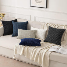 Load image into Gallery viewer, Pack of 2 Corduroy Decorative Throw Pillow Covers Soft Boho Striped Pillow Covers Nature4uhome