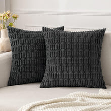 Load image into Gallery viewer, Pack of 2 Corduroy Decorative Throw Pillow Covers Soft Boho Striped Pillow Covers Nature4uhome