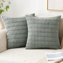Load image into Gallery viewer, Pack of 2 Corduroy Decorative Throw Pillow Covers Soft Boho Striped Pillow Covers Nature4uhome