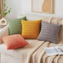 Load image into Gallery viewer, Pack of 2 Corduroy Decorative Throw Pillow Covers Soft Boho Striped Pillow Covers Nature4uhome