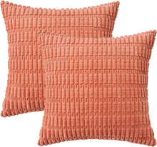 Load image into Gallery viewer, Pack of 2 Corduroy Decorative Throw Pillow Covers Soft Boho Striped Pillow Covers Nature4uhome