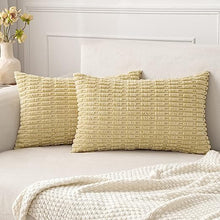 Load image into Gallery viewer, Pack of 2 Corduroy Decorative Throw Pillow Covers Soft Boho Striped Pillow Covers Nature4uhome