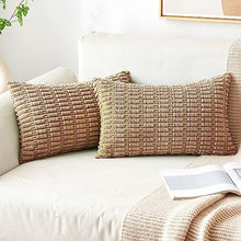 Load image into Gallery viewer, Pack of 2 Corduroy Decorative Throw Pillow Covers Soft Boho Striped Pillow Covers Nature4uhome