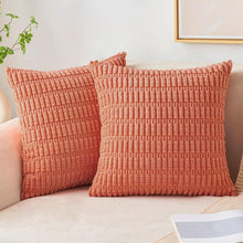 Load image into Gallery viewer, Pack of 2 Corduroy Decorative Throw Pillow Covers Soft Boho Striped Pillow Covers Nature4uhome