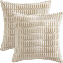 Load image into Gallery viewer, Pack of 2 Corduroy Decorative Throw Pillow Covers Soft Boho Striped Pillow Covers Nature4uhome