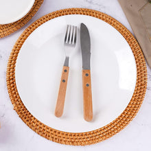 Load image into Gallery viewer, Rattan Placemats , Round Hand Woven Rattan Placemats for Dining Table 11.8in/30cm Set of 4 & 13 in set of 2 Nature4uhome