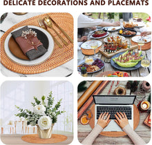 Load image into Gallery viewer, Rattan Placemats , Round Hand Woven Rattan Placemats for Dining Table 11.8in/30cm Set of 4 & 13 in set of 2 Nature4uhome