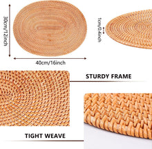 Load image into Gallery viewer, Rattan Placemats , Round Hand Woven Rattan Placemats for Dining Table 11.8in/30cm Set of 4 & 13 in set of 2 Nature4uhome