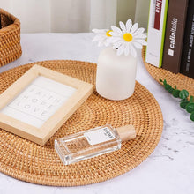 Load image into Gallery viewer, Rattan Placemats , Round Hand Woven Rattan Placemats for Dining Table 11.8in/30cm Set of 4 & 13 in set of 2 Nature4uhome