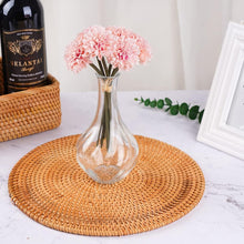Load image into Gallery viewer, Rattan Placemats , Round Hand Woven Rattan Placemats for Dining Table 11.8in/30cm Set of 4 & 13 in set of 2 Nature4uhome