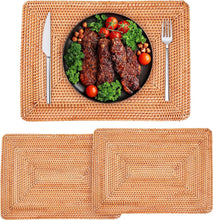 Load image into Gallery viewer, Rattan Placemats , Round Hand Woven Rattan Placemats for Dining Table 11.8in/30cm Set of 4 & 13 in set of 2 Nature4uhome