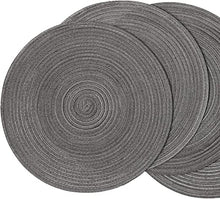 Load image into Gallery viewer, Round Braided Placemats Set Washable 15 inch Round Table Placemat Nature4uhome