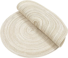 Load image into Gallery viewer, Round Braided Placemats Set Washable 15 inch Round Table Placemat Nature4uhome