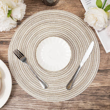 Load image into Gallery viewer, Round Braided Placemats Set Washable 15 inch Round Table Placemat Nature4uhome