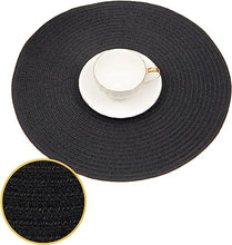 Load image into Gallery viewer, Round Braided Placemats Set Washable 15 inch Round Table Placemat Nature4uhome