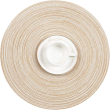 Load image into Gallery viewer, Round Braided Placemats Set Washable 15 inch Round Table Placemat Nature4uhome