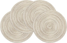 Load image into Gallery viewer, Round Braided Placemats Set Washable 15 inch Round Table Placemat Nature4uhome
