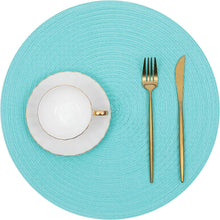 Load image into Gallery viewer, Round Braided Placemats Set Washable 15 inch Round Table Placemat Nature4uhome
