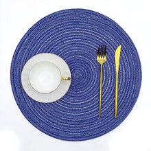 Load image into Gallery viewer, Round Braided Placemats Set Washable 15 inch Round Table Placemat Nature4uhome
