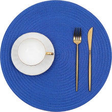 Load image into Gallery viewer, Round Braided Placemats Set Washable 15 inch Round Table Placemat Nature4uhome