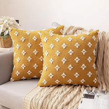 Load image into Gallery viewer, Set of 2 Decorative Throw Pillow Covers Rhombic Jacquard Pillowcase Soft Square Cushion Case Nature4uhome