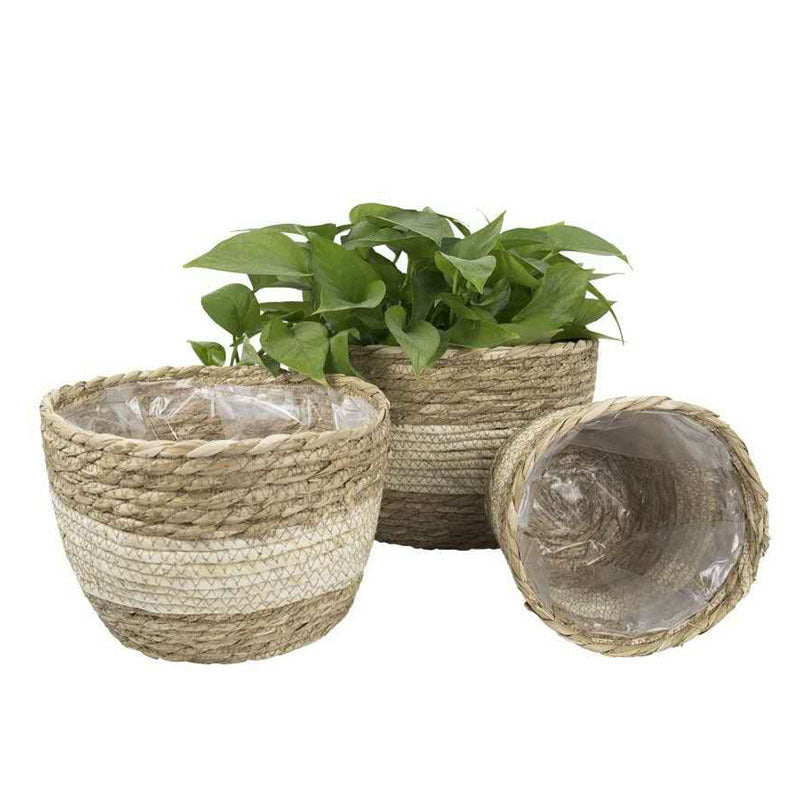 straw plant pots Straw flower planer basket Seagrass Basket Planters, Flower Pots Cover  Storage Basket