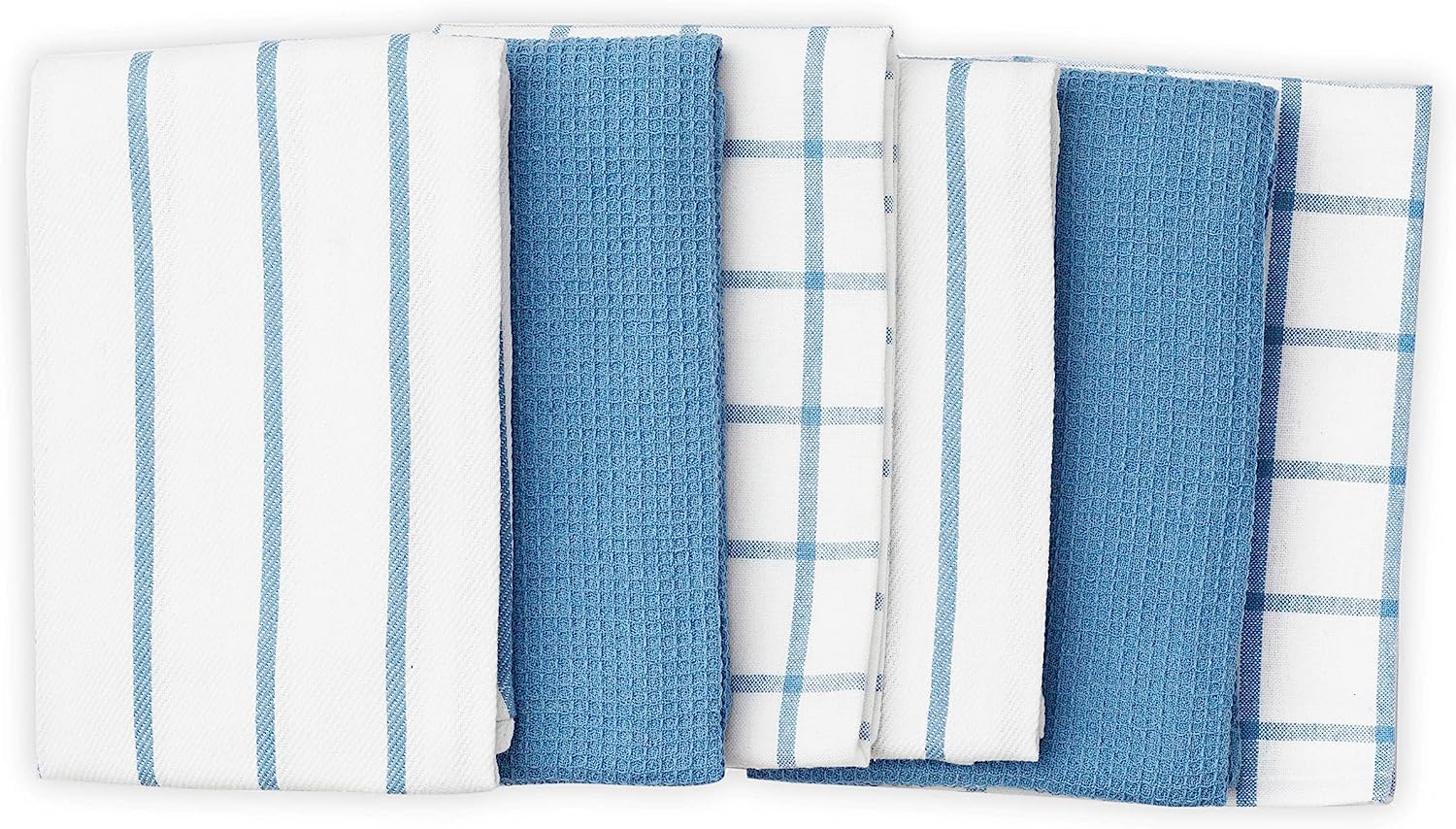 LANE LINEN Kitchen Towels and Dishcloths Set - Pack of 6 Cotton