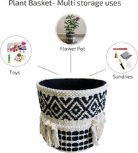 Load image into Gallery viewer, Nature4u Boho Hand Woven Plant Basket Modern Woven Basket for Planters, Storage Organizer Basket 9” x 9&quot; Nature4uhome
