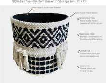 Load image into Gallery viewer, Nature4u Boho Hand Woven Plant Basket Modern Woven Basket for Planters, Storage Organizer Basket 9” x 9&quot; Nature4uhome
