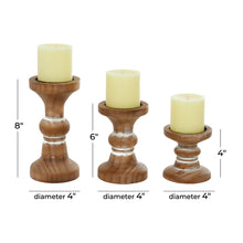 Load image into Gallery viewer, Nature4u  Farmhouse Curved Pillar Candle Holders Set of 3, 8&quot;, 6&quot;, 4&quot;H,Distressed Brown Wood Finish Nature4uhome
