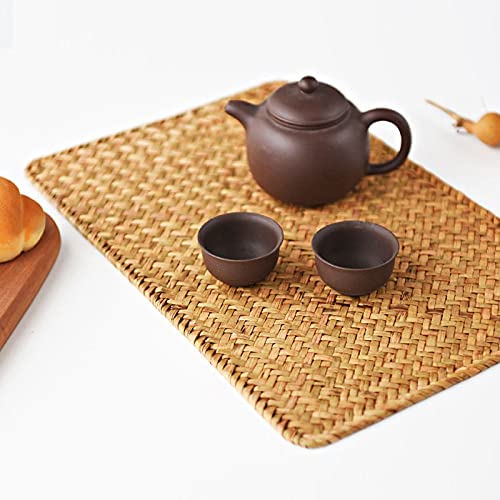 Rectangular Woven Placemats, Rattan Wicker Table Mats, 17