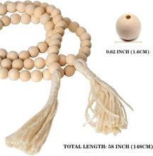 Load image into Gallery viewer, Boho Decor Wood Beads Garland, 58 Inch Wooden Beads for Farmhouse Home Decor with Tassels
